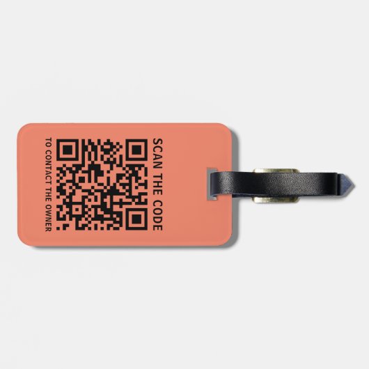 Aangepaste QR-code gepersonaliseerde monogram reiz Bagagelabel (Achterkant horizontaal)