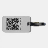 Aangepaste QR-code gepersonaliseerde monogram reiz Bagagelabel (Achterkant horizontaal)
