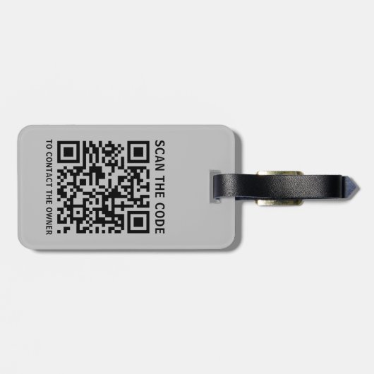 Aangepaste QR-code gepersonaliseerde monogram reiz Bagagelabel (Achterkant horizontaal)