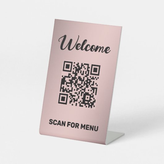 Aangepaste QR-code Golden Reclamebord Met Voetstuk (Voorkant)