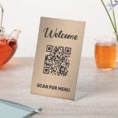 Aangepaste QR-code Golden Reclamebord Met Voetstuk (Insitu)