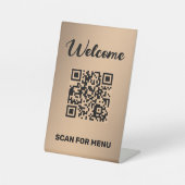 Aangepaste QR-code Golden Reclamebord Met Voetstuk (Voorkant)