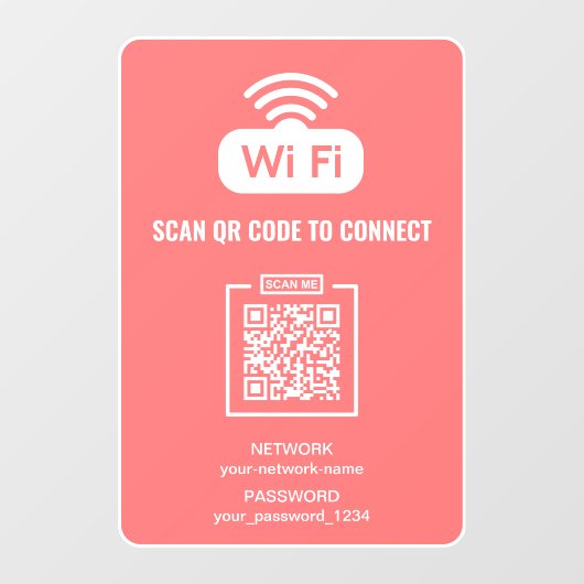 Aangepaste QR Code Gratis WIFI Wachtwoord Netwerk Raamsticker (Vel)