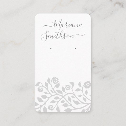 Aangepaste QR-code grijs witte oorbellen displayka Visitekaartje (Voorkant)