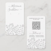 Aangepaste QR-code grijs witte oorbellen displayka Visitekaartje (Voorkant / Achterkant)