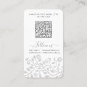 Aangepaste QR-code grijs witte oorbellen displayka Visitekaartje (Achterkant)