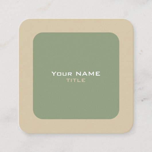 Aangepaste QR-code groen en beige Vierkante Visitekaartje (Voorkant)