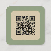 Aangepaste QR-code groen en beige Vierkante Visitekaartje (Achterkant)