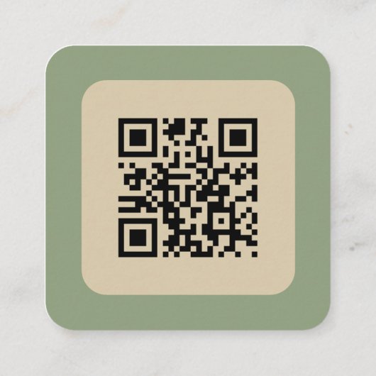 Aangepaste QR-code groen en beige Vierkante Visitekaartje (Achterkant)
