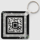 Aangepaste QR-code Holographic Glitter Black Sleutelhanger (Achterkant)
