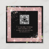 Aangepaste QR Code Holographic Glitter Mode Black Vierkante Visitekaartje (Achterkant)