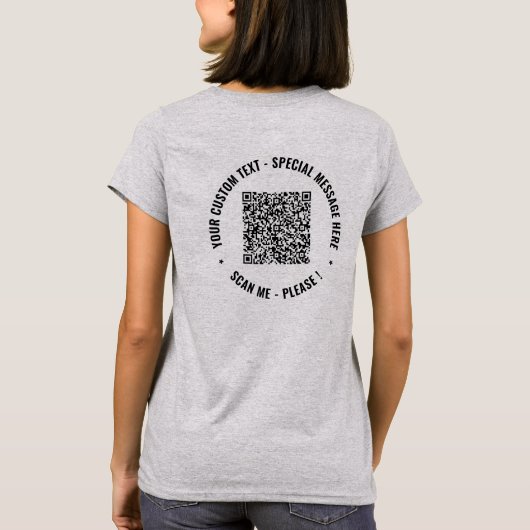 Aangepaste QR Code Info Aangepaste Tekst Grappig T T-shirt (Achterkant)