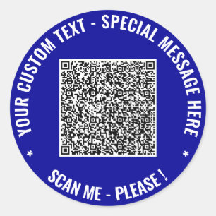 Aangepaste QR-code-info en tekststickerssjabloon Ronde Sticker
