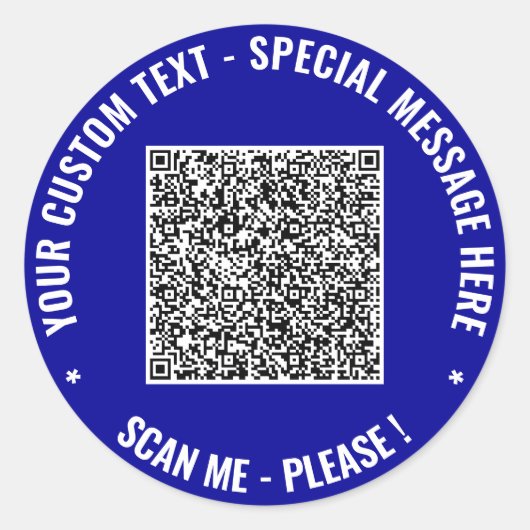 Aangepaste QR-code-info en tekststickerssjabloon Ronde Sticker (Voorkant)