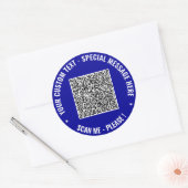 Aangepaste QR-code-info en tekststickerssjabloon Ronde Sticker (Envelop)
