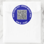 Aangepaste QR-code-info en tekststickerssjabloon Ronde Sticker (Tas)