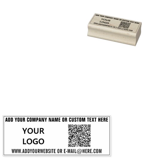Aangepaste QR Code Info Logo Naam Website Rubber S Rubberstempel (Gestempeld)