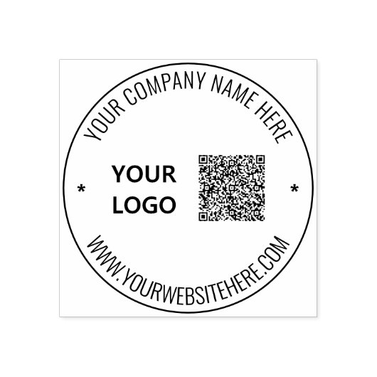 Aangepaste QR Code Info Logo Tekst Ronde Rubber St Rubberstempel (Afrduk)
