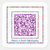 Aangepaste QR Code Jellybean Kleur Lijst Gift Regi Vierkante Sticker (Voorkant)