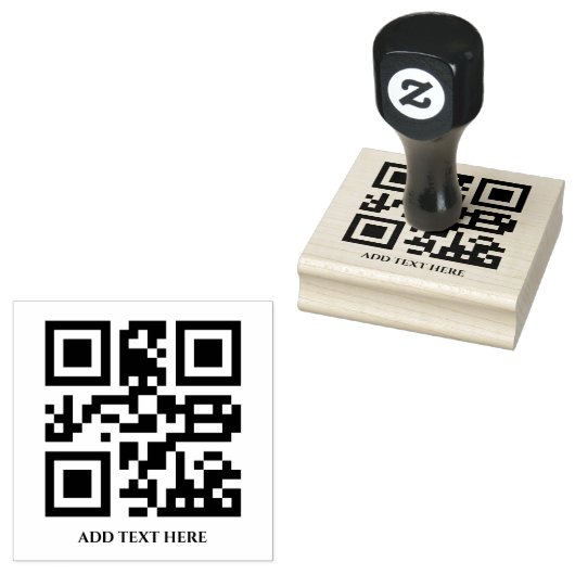 Aangepaste QR-code | Jouw tekst Modern Minimalist Rubberstempel (Gestempeld)