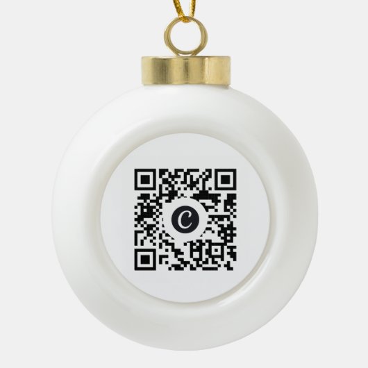 Aangepaste QR-code Keramische Bal Ornament (Voorkant)