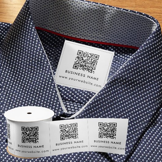 Aangepaste QR-code Kledinglabels Naaien op Naaien  Satijnen Lint