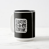 Aangepaste QR-code koffiemok voor handelaren" Tweekleurige Koffiemok (Voorkant links)