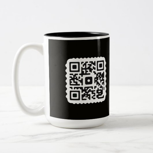 Aangepaste QR-code koffiemok voor handelaren" Tweekleurige Koffiemok (Links)