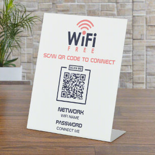 Aangepaste QR Code l Gratis WIFI Wachtwoord Netwer Reclamebord Met Voetstuk