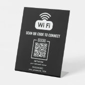 Aangepaste QR-code l Zwart-wit netwerkwachtwoord Reclamebord Met Voetstuk (Voorkant)
