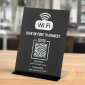 Aangepaste QR-code l Zwart-wit netwerkwachtwoord Reclamebord Met Voetstuk
