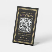 Aangepaste QR-code Laat een Review Classic Black G Reclamebord Met Voetstuk (Voorkant)