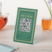 Aangepaste QR-code Laat een Review Classic Green G Reclamebord Met Voetstuk (Insitu)