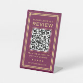 Aangepaste QR-code Laat een Review Classic Plum Go Reclamebord Met Voetstuk (Voorkant)