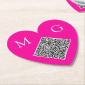 Aangepaste QR Code Letters Wedding Heart Paper Ond Kartonnen Onderzetters (Gekanteld)