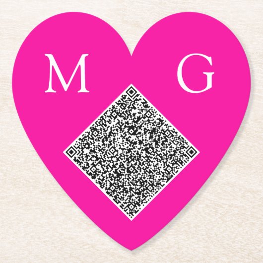 Aangepaste QR Code Letters Wedding Heart Paper Ond Kartonnen Onderzetters (Voorkant)
