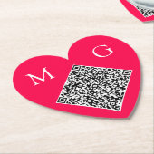 Aangepaste QR Code Letters Wedding Heart Paper Ond Kartonnen Onderzetters (Gekanteld)