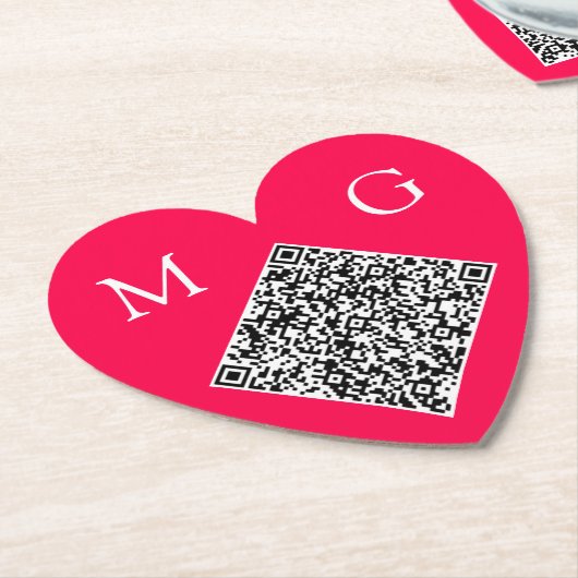 Aangepaste QR Code Letters Wedding Heart Paper Ond Kartonnen Onderzetters (Gekanteld)
