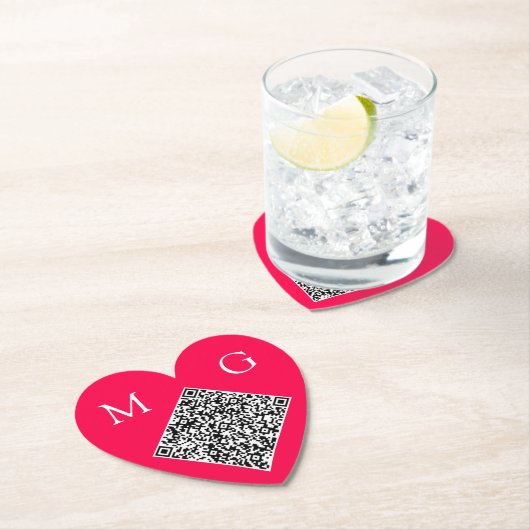 Aangepaste QR Code Letters Wedding Heart Paper Ond Kartonnen Onderzetters (Insitu)