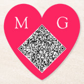 Aangepaste QR Code Letters Wedding Heart Paper Ond Kartonnen Onderzetters (Voorkant)