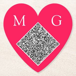 Aangepaste QR Code Letters Wedding Heart Paper Ond Kartonnen Onderzetters