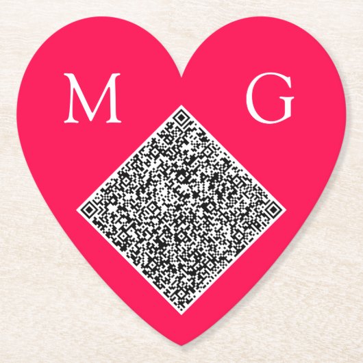 Aangepaste QR Code Letters Wedding Heart Paper Ond Kartonnen Onderzetters (Voorkant)