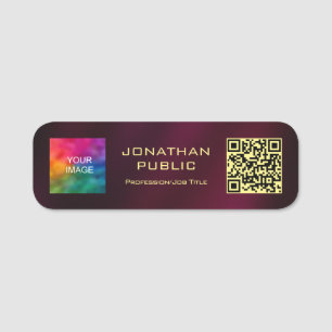 Aangepaste QR-code lidfoto of logo gouden letterty Naamplaatje