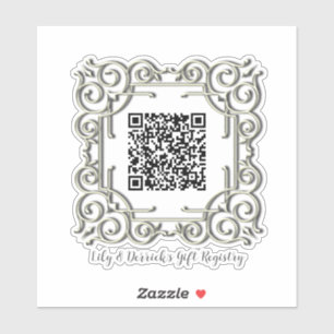 Aangepaste QR-code Lijst huwelijksgeschenk regist Sticker