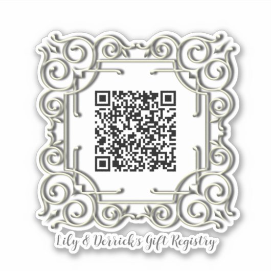 Aangepaste QR-code  Lijst huwelijksgeschenk regist Sticker (Voorkant)