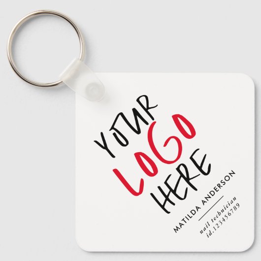 Aangepaste QR-code & Logo Business Branding Sleutelhanger (Voorkant)