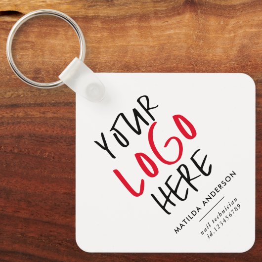 Aangepaste QR-code & Logo Business Branding Sleutelhanger (Voorkant)