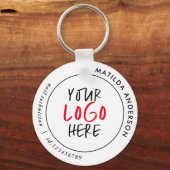 Aangepaste QR-code & Logo Business Branding Sleutelhanger (Voorkant)
