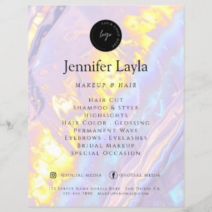 Aangepaste QR-code Logo Elegant Paarse Holographic Flyer