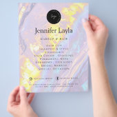 Aangepaste QR-code Logo Elegant Paarse Holographic Flyer (Hand)